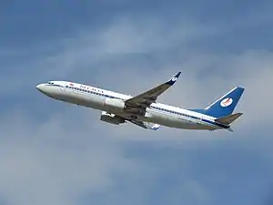 בואינג 737-800 של החברה מיד לאחר המראה מבן-גוריון.