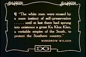 "The white men were roused by a mere instinct of self-preservation...until at last there had sprung into existence a great Ku Klux Klan, a veritable empire of the South, to protect the Southern country."