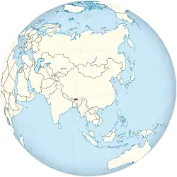 Bhutan on the globe (Asia centered).svg