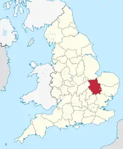 Cambridgeshire (ceremonial county) in England.svg