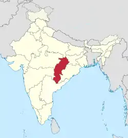 Chhattisgarh in India (disputed hatched).svg