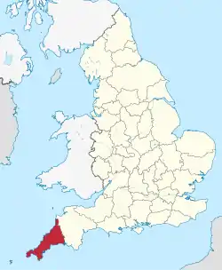 Corwall (ceremonial county) in England.svg
