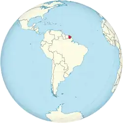 French Guiana on the globe (South America centered).svg