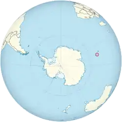 Heard Island and McDonald Islands on the globe (Antarctica centered).svg