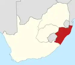 Map of the provinces of South Africa 1976-1994 with Natal highlighted.svg