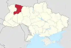 Rivne in Ukraine (claims hatched).svg