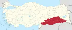 Southeastern Anatolia Region in Turkey.svg
