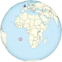 United Kingdom on the globe (Saint Helena, Ascension and Tristan da Cunha special) -1(Africa centered).svg