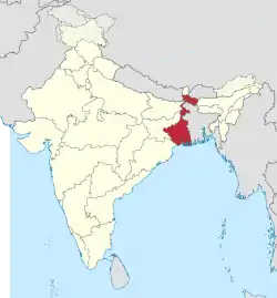 West Bengal in India (disputed hatched).svg