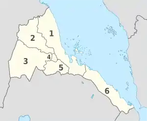 Eritrea, administrative divisions - Nmbrs - monochrome.svg