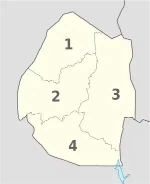 Eswatini, administrative divisions - Nmbrs - monochrome.svg