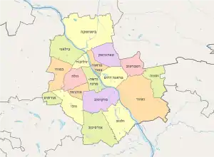 Warsaw, administrative divisions - he - colored.svg