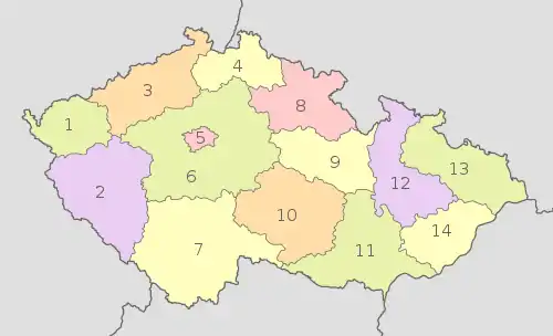 Czech Republic, administrative divisions - Nmbrs - colored.svg