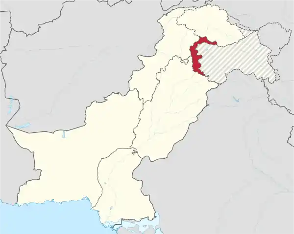 Azad Kashmir in Pakistan (claims hatched).svg