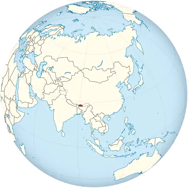 Bhutan on the globe (Asia centered).svg