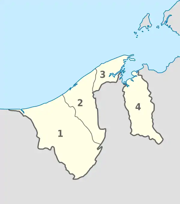 Brunei, administrative divisions - Nmbrs - monochrome.svg