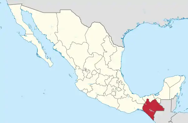 Chiapas in Mexico (location map scheme).svg