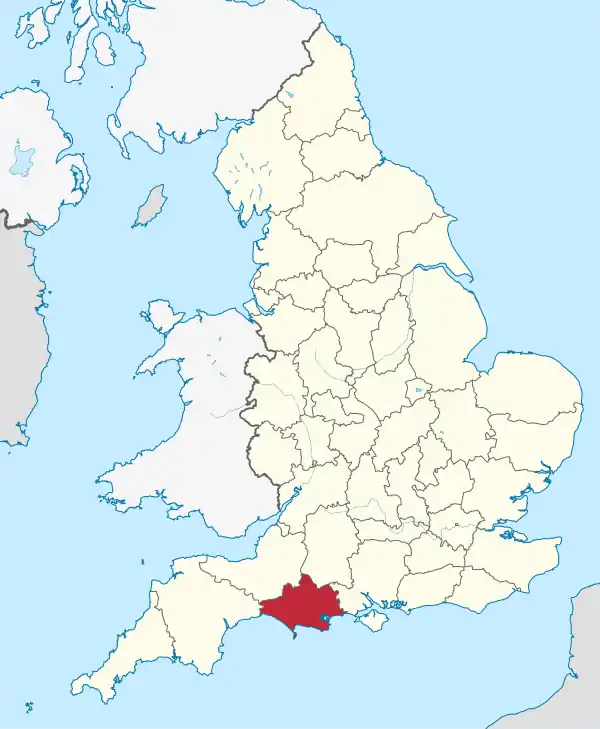 Dorset (ceremonial county) in England.svg