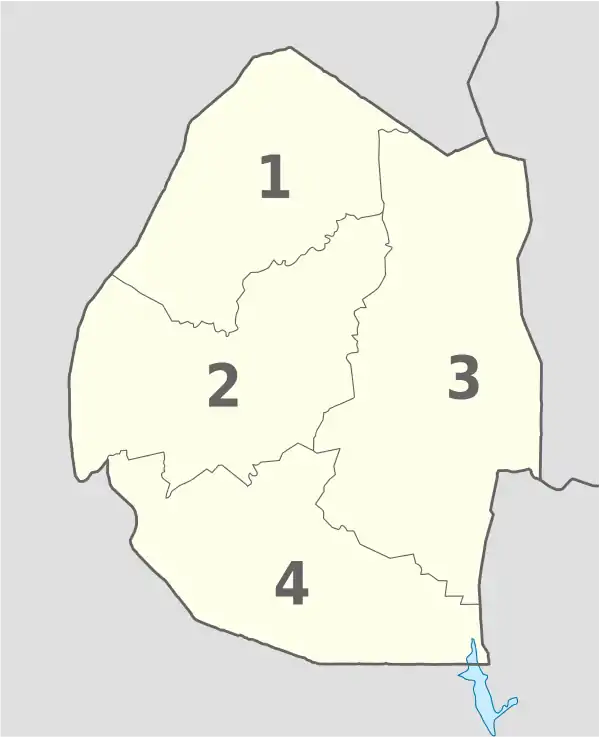 Eswatini, administrative divisions - Nmbrs - monochrome.svg