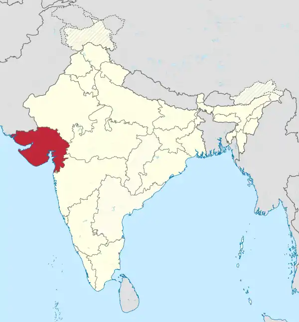 Gujarat in India (disputed hatched).svg