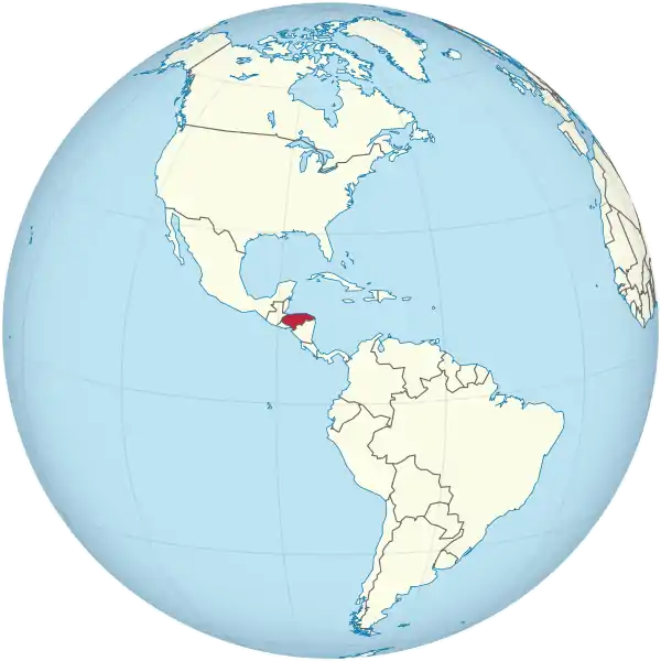 Honduras on the globe (Americas centered).svg