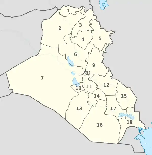 Iraq, administrative divisions - Nmbrs - monochrome.svg
