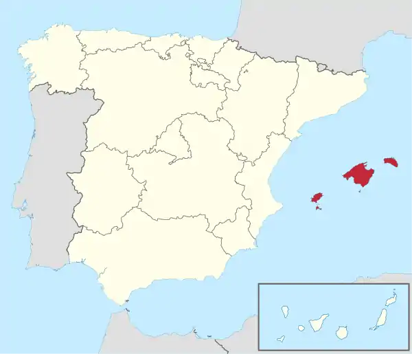 Islas Baleares in Spain (including Canarias).svg