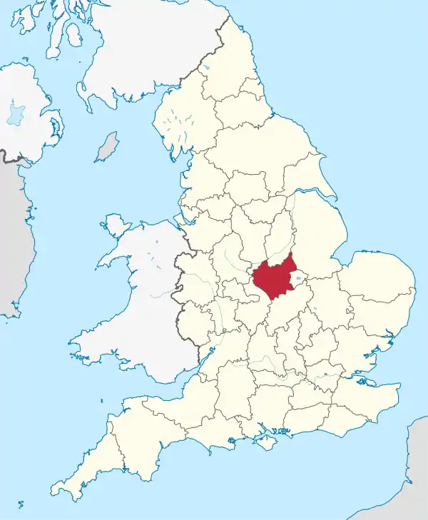 Leicestershire (ceremonial county) in England.svg