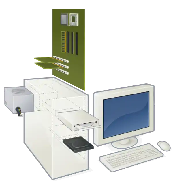 Personal computer, exploded 5, unlabeled.svg