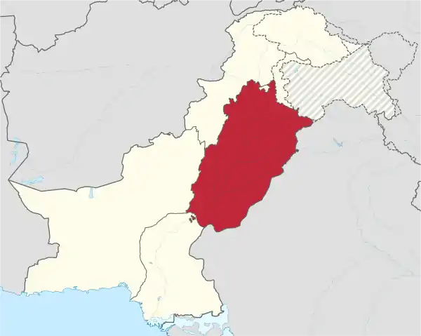 Punjab in Pakistan (claims hatched).svg