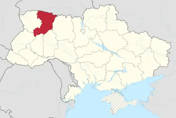 Rivne in Ukraine (claims hatched).svg
