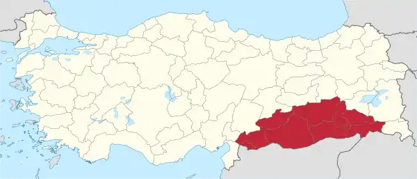 Southeastern Anatolia Region in Turkey.svg