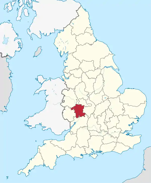 Worcestershire (ceremonial county) in England.svg